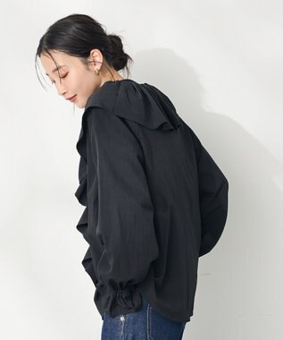 CRAFT STANDARD BOUTIQUE ビッグ襟フリルブラウス Black