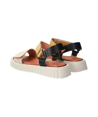 INTER-CHAUSSURES 【Wikers】ソフトスクエアトウ厚底サンダル ライトベージュコンビ