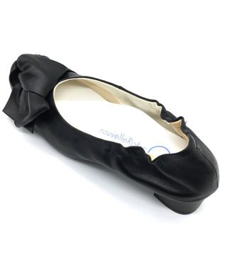 nouvelleRobe Oū 新色追加【本革・高反発】Heel Round Ribbon ヒールパンプス ブラック
