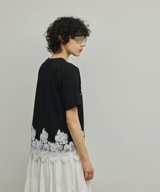 GRACE CONTINENTAL レースヘムロゴTシャツ ブラック