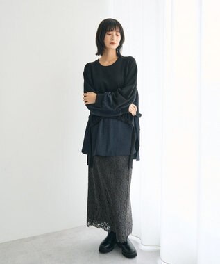 YECCA VECCA レースナロースカート Charcoal Gray