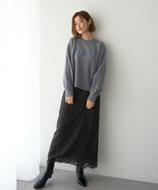 YECCA VECCA レースナロースカート Charcoal Gray