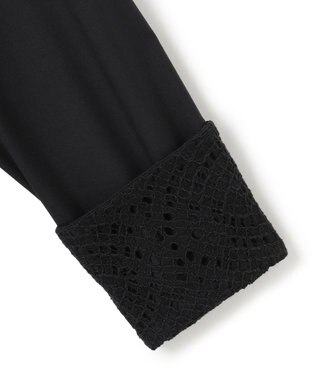 ICB L 【洗える】 レースコンビブラウス ブラック系