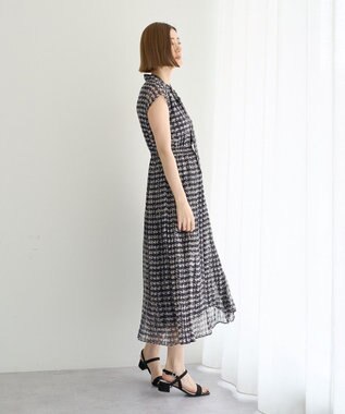 YECCA VECCA チェック柄ボウタイプリーツワンピース Black