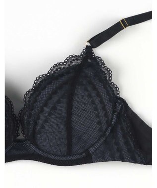 une nana cool リニューアル【綿混】ビタードットコットン 3/4カップブラ ブラック