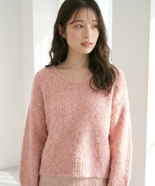【洗える】リボンヤーン プルオーバーニット