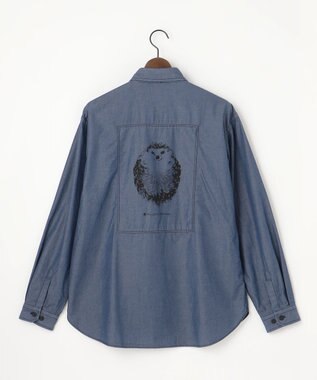 JOSEPH ABBOUD MOUNTAIN 【テーム・ヤルヴィコラボ・サスティナブル】コットンテンセルツイルバックプリント シャツ ネイビー系