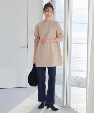 Tiaclasse 【新色追加・洗える】ミドルリブニットチュニック ベージュ