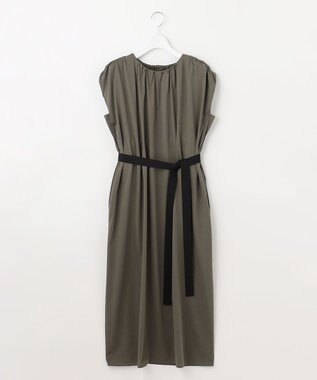 自由区 L 【洗える】ライトギャザーフレンチスリーブ ワンピース カーキ系