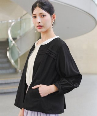 Tiaclasse 【洗える】 シアーピンタックブルゾン ブラック