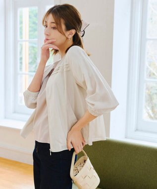 Tiaclasse 【洗える】 シアーピンタックブルゾン エクリュ