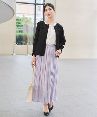 Tiaclasse 【洗える】 シアーピンタックブルゾン ブラック