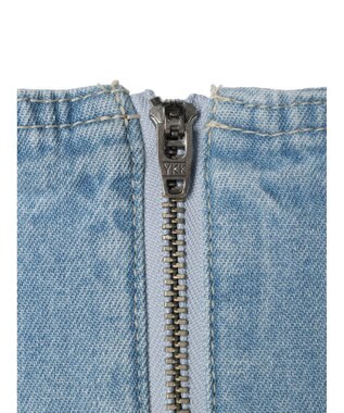 earth music&ecology フロントジップタックフレアスカート Light Indigo