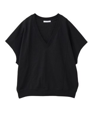 Green Parks 深Ｖネックミニ裏毛フレンチスリーブプルオーバー Gray