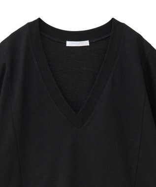 Green Parks 深Ｖネックミニ裏毛フレンチスリーブプルオーバー Gray