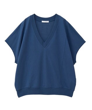 Green Parks 深Ｖネックミニ裏毛フレンチスリーブプルオーバー Gray