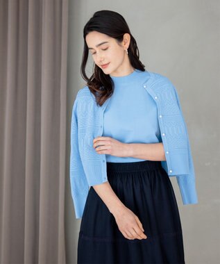 組曲 【2SET・WEB限定】編地ニット ツインセット サックスブルー系