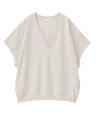 Green Parks 深Ｖネックミニ裏毛フレンチスリーブプルオーバー Gray