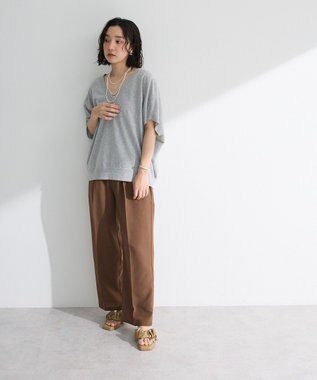 Green Parks 深Ｖネックミニ裏毛フレンチスリーブプルオーバー Gray