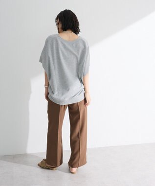 Green Parks 深Ｖネックミニ裏毛フレンチスリーブプルオーバー Gray