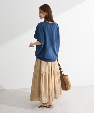 Green Parks 深Ｖネックミニ裏毛フレンチスリーブプルオーバー Gray