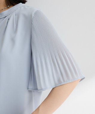 Green Parks 袖プリーツブラウス Blue Gray