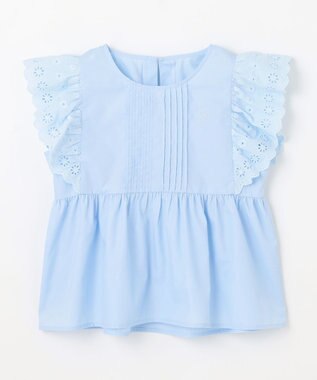 組曲 KIDS 【110-140㎝】レースペプラム ブラウス サックスブルー