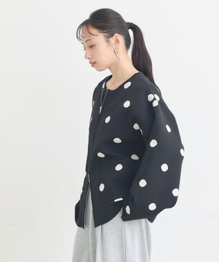 earth music&ecology 【予約】ダブルジップドットカーディガン ドットブラック