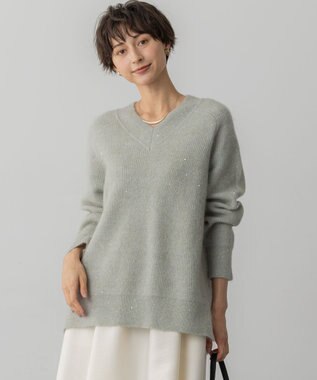 モヘヤミックススパングル Vネック ニット