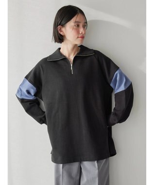 AMERICAN HOLIC ハーフＺＩＰ配色切り替え裏毛チュニック