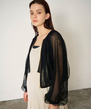 GRACE CONTINENTAL ギャザーチュールブルゾン ブラック