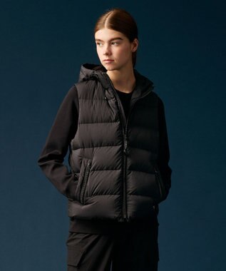 JOSEPH ABBOUD MOUNTAIN 【サステナブル/軽量/8ポケット/JAPANファブリック】ライトナイロンワッシャー アウトドアダウンベスト ブラック系