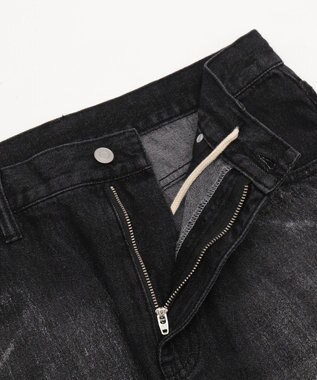 WEGO シルバープリントバギーフレアデニム デニムブラック