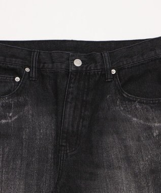 WEGO シルバープリントバギーフレアデニム デニムブラック