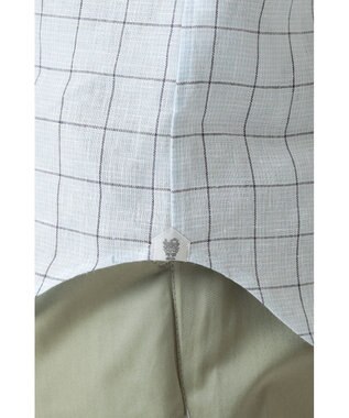 DAKS リネンチェック 半袖シャツ フォーエバーブルー