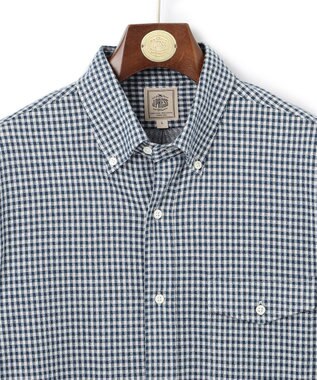 J.PRESS MEN 【KING SIZE】ギンガムチェック コットンネルジャージシャツ ネイビー系3