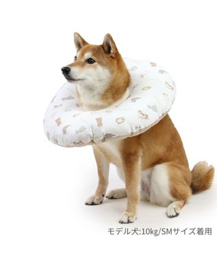 PET PARADISE ペットパラダイス makokoro エリザベスカラー 《わんちゃん柄》 ＳＭ 中型犬 ベージュ