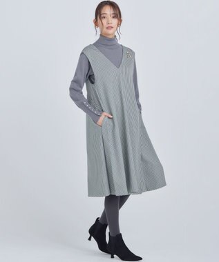 組曲 チドリツイル ジャンパーワンピース グリーン系3