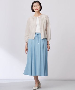 J.PRESS LADIES 【洗える】トリコットバイオ フレア スカート ブルーグリーン系