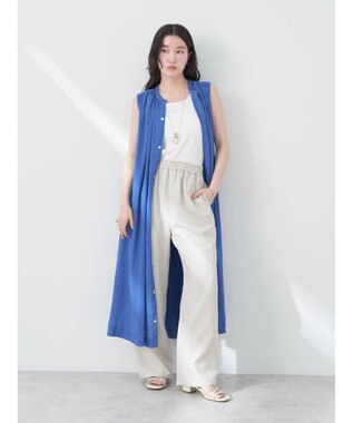 earth music&ecology ノースリーブギャザーワンピース Blue