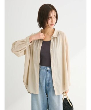Green Parks インド綿 ボイルゆったりシャツ Light Beige