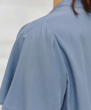 Tiaclasse 【洗える】バンドカラーティアードシャツチュニックブラウス ブルー