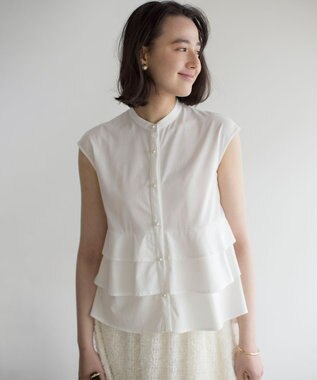 組曲 L 【WEB限定】プレーティング天竺ティアード カットソー アイボリー系