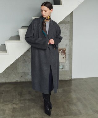 BEIGE， MULLIN / ウールツイードフロントベントスカート Midnight