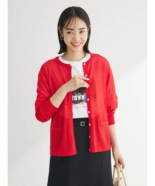 Green Parks 推しニット　クルーネックカーディガン Red