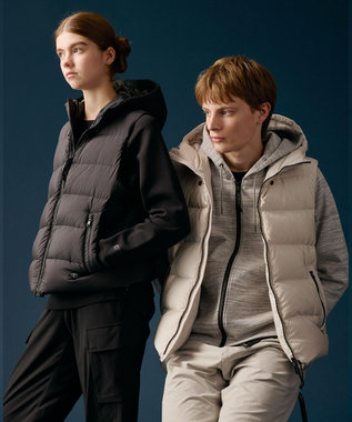 【サステナブル/軽量/8ポケット/JAPANファブリック】ライトナイロンワッシャー アウトドアダウンベスト