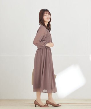Tiaclasse L ブラウジングシフォンワンピース モカ