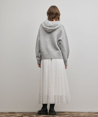 GRACE CONTINENTAL フロッキードットプリーツスカート ホワイト