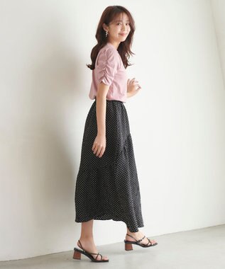 Feroux 【UVケア・美人百花7月号掲載】ギャザースリーブ Tシャツ ローズ系