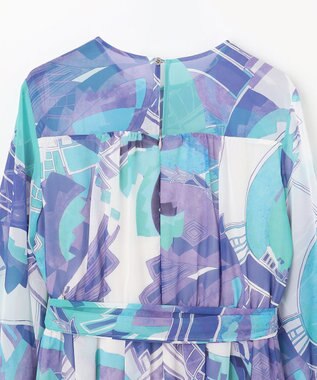 GRACE CONTINENTAL アールデコリゾートプリントワンピース ブルー